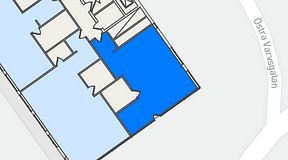 
							Planritning för FirstOffice Västra Hamnen, 1 privata rum, 80 m²