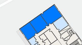 
							Planritning för FirstOffice Västra Hamnen, 3 privata rum, 85 m²