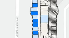 Planritning för FASTOFFICE Johanneslundsvägen 2, 5 privata rum, 64 m²