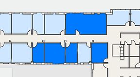 
							Planritning för FirstOffice Arenavägen 33, 5 privata rum, 91 m²