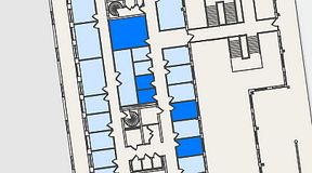 
							Planritning för Spaces Nordenskiöldsgatan, 5 privata rum, 49 m²