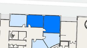 
							Planritning för EQ Coworking, 2 privata rum, 61 m²