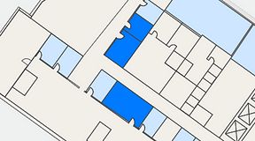 
							Planritning för SQUARE, 3 privata rum, 42 m²
