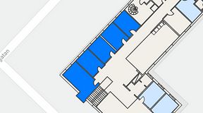 
							Planritning för Dockside Office & Coworking, 5 privata rum, 75 m²