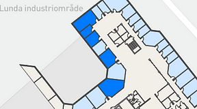 
							Planritning för FASTOFFICE Lunda, 5 privata rum, 102 m²