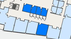 
							Planritning för Flexiwork Hovet, 5 privata rum, 79 m²