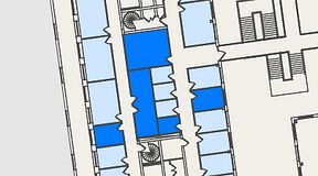 
							Planritning för Spaces Nordenskiöldsgatan, 5 privata rum, 63 m²