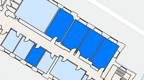 
							Planritning för iOffice Sjöbefälsskolan, 5 privata rum, 105 m²