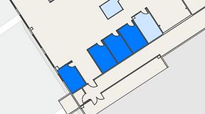 Planritning för Hej!Workshop Kungens Kurva, 4 privata rum, 64 m²