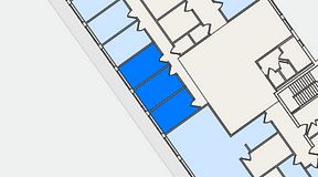 
							Planritning för FirstOffice Västra Hamnen, 3 privata rum, 33 m²