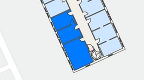 
							Planritning för Easy Office Bromma, 3 privata rum, 53 m²