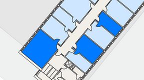 Planritning för Regus Almedal, 3 privata rum, 67 m²