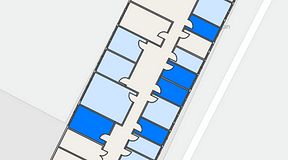 
							Planritning för Quick Office Älvsjö, 5 privata rum, 55 m²