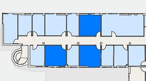 
							Planritning för FirstOffice Arenavägen 33, 3 privata rum, 57 m²