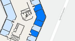 
							Planritning för Technopolis Kista, 3 privata rum, 50 m²