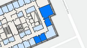 
							Planritning för Spaces Lindholmen, 4 privata rum, 51 m²