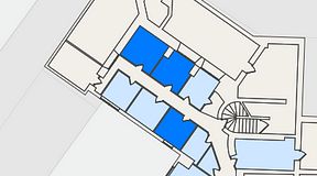 
							Planritning för Entreprenörsgatan Kungsgatan, 3 privata rum, 45 m²