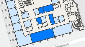 
							Planritning för United Spaces Östra Hamngatan, 5 privata rum, 106 m²