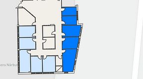 
							Planritning för Regus Täby, 5 privata rum, 55 m²