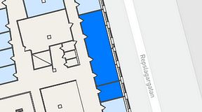 
							Planritning för THE WORKS Medborgarplatsen, 2 privata rum, 60 m²