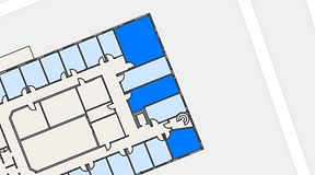Planritning för C/O Mölndal, 3 privata rum, 74 m²