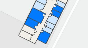 
							Planritning för Quick Office Älvsjö, 5 privata rum, 87 m²