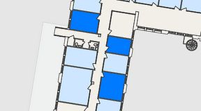 
							Planritning för FASTOFFICE Dalénum Lidingö, 3 privata rum, 44 m²