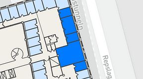 Planritning för THE WORKS Medborgarplatsen, 3 privata rum, 105 m²