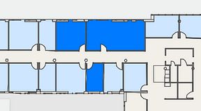 
							Planritning för FirstOffice Arenavägen 33, 3 privata rum, 69 m²