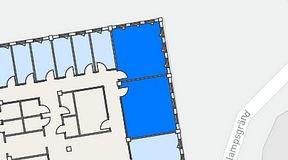
							Planritning för CoW Hammarby Sjöstad, 2 privata rum, 61 m²