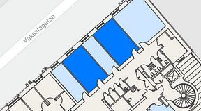 
							Planritning för Banken Coworking, 2 privata rum, 58 m²