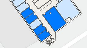 
							Planritning för THE WORKS Slakthusområdet, 5 privata rum, 70 m²