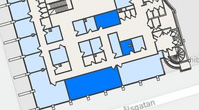 
							Planritning för United Spaces Östra Hamngatan, 3 privata rum, 87 m²