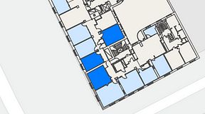 
							Planritning för iOffice Sveavägen, 3 privata rum, 70 m²