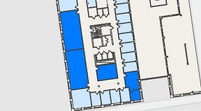 
							Planritning för Spaces Nordenskiöldsgatan, 4 privata rum, 132 m²