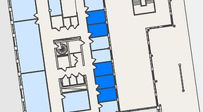 
							Planritning för Spaces Nordenskiöldsgatan, 5 privata rum, 45 m²