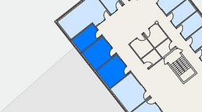 
							Planritning för FASTOFFICE Lunda, 3 privata rum, 38 m²