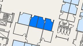 
							Planritning för Flexiwork Hovet, 3 privata rum, 32 m²