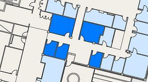 
							Planritning för Flexiwork Hovet, 5 privata rum, 55 m²