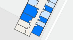 
							Planritning för Quick Office Älvsjö, 5 privata rum, 88 m²