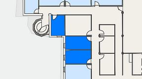 
							Planritning för FirstOffice Arenavägen 33, 3 privata rum, 42 m²