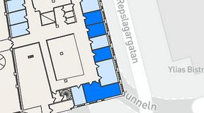 
							Planritning för THE WORKS Medborgarplatsen, 4 privata rum, 58 m²