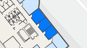 
							Planritning för FASTOFFICE Lunda, 3 privata rum, 44 m²