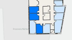 
							Planritning för Regus Täby, 3 privata rum, 34 m²