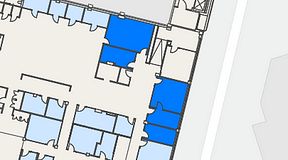 
							Planritning för Flexiwork Hovet, 5 privata rum, 85 m²