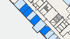 
							Planritning för FirstOffice Kanalvägen 17, 4 privata rum, 46 m²