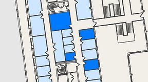 
							Planritning för Spaces Nordenskiöldsgatan, 4 privata rum, 44 m²