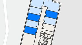 
							Planritning för FirstOffice Mobilia, 3 privata rum, 36 m²
