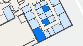 
							Planritning för Spaces Hyllie Vista, 3 privata rum, 43 m²