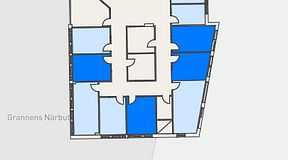 
							Planritning för Regus Täby, 4 privata rum, 46 m²
